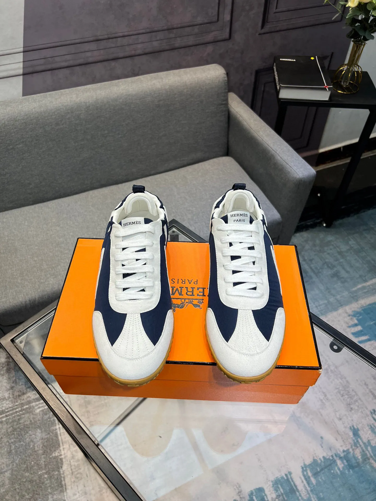 Men's shoes 💰660 [HERMES] Hermès - High-end quality original order 🔍🔍 - Upper: 🔝 cowhide suede splicing design - Inner lining: imported mixed sheepskin - Outsole: TPR foam · Rubber: two-color combined molding outsole - Super high quality control · Fine workmanship: highlighted (high-end, luxury, grade) -Size: 38-44 (45, 46, can be customized)
